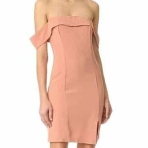 Line & Dot Lopez Off Shoulder Apricot Mini Dress L